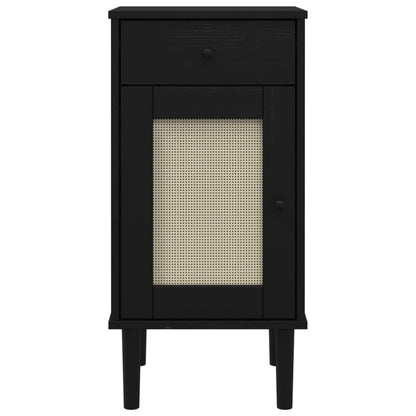 Credenza SENJA Aspetto Rattan Nero 40x35x80 cm Massello di Pino - homemem39