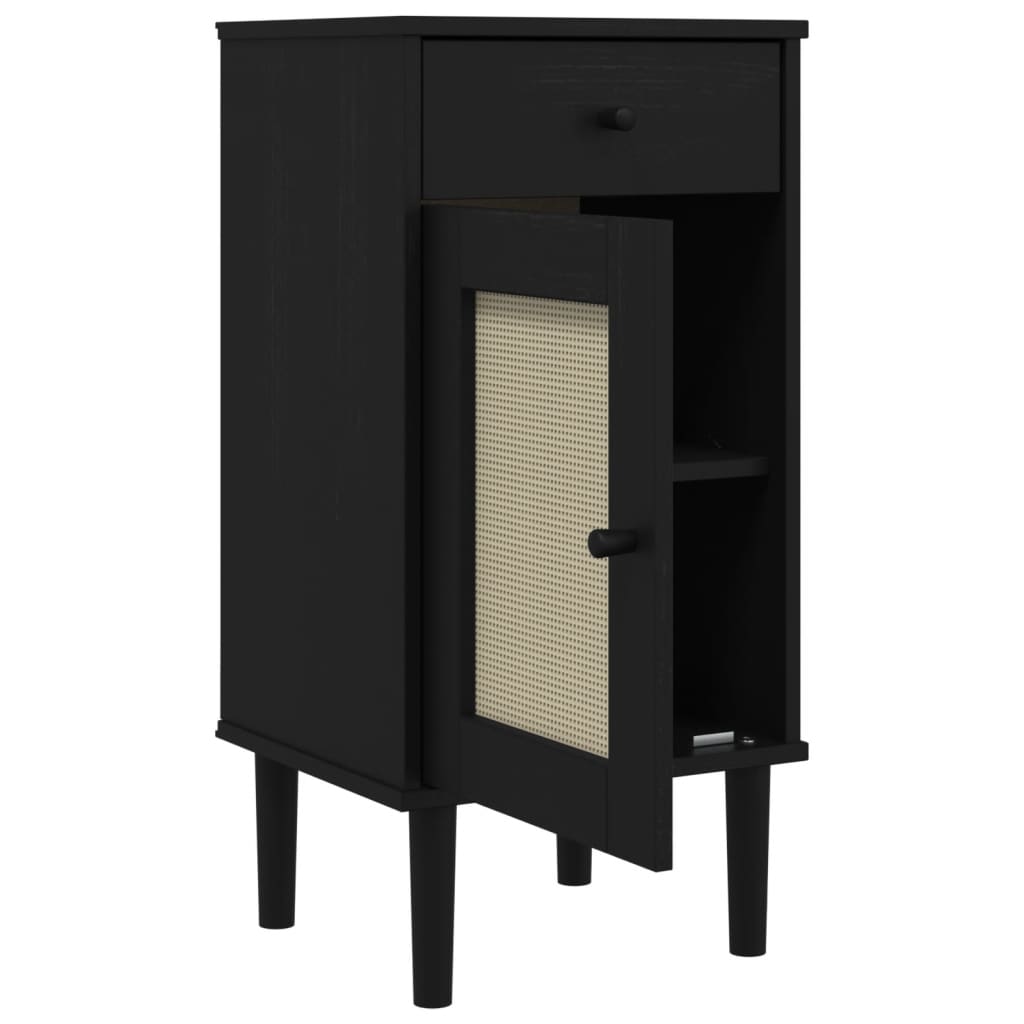 Credenza SENJA Aspetto Rattan Nero 40x35x80 cm Massello di Pino - homemem39