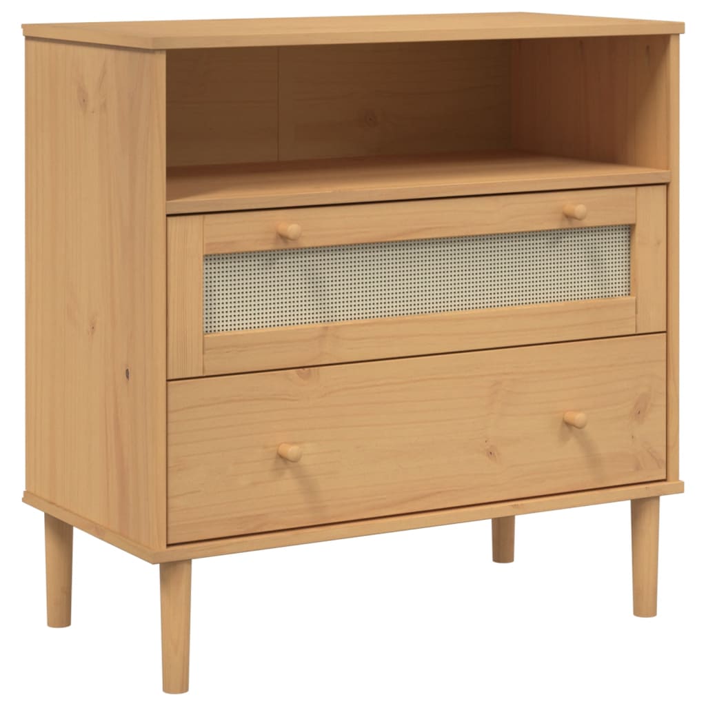 Credenza SENJA Aspetto Rattan Marrone 80x40x80 cm Massello Pino - homemem39