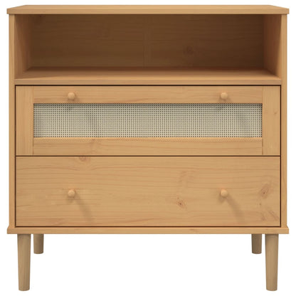 Credenza SENJA Aspetto Rattan Marrone 80x40x80 cm Massello Pino - homemem39