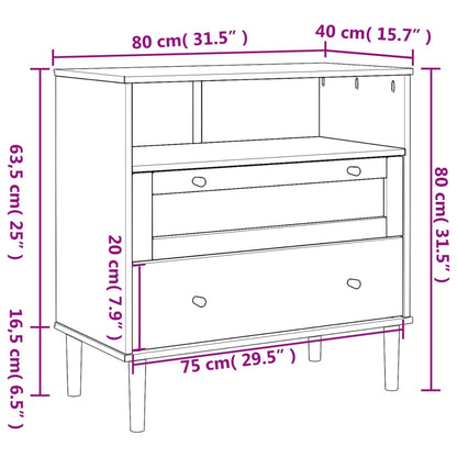 Credenza SENJA Aspetto Rattan Marrone 80x40x80 cm Massello Pino - homemem39