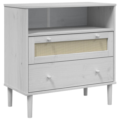 Credenza SENJA Aspetto Rattan Bianco 80x40x80 cm Massello Pino - homemem39