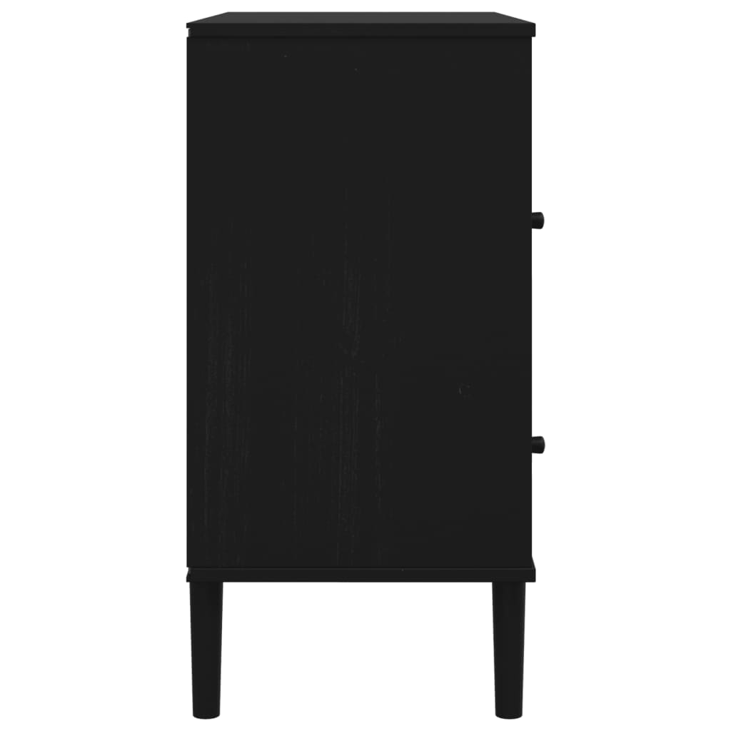 Credenza SENJA Aspetto Rattan Nero 80x40x80 cm Massello Pino - homemem39