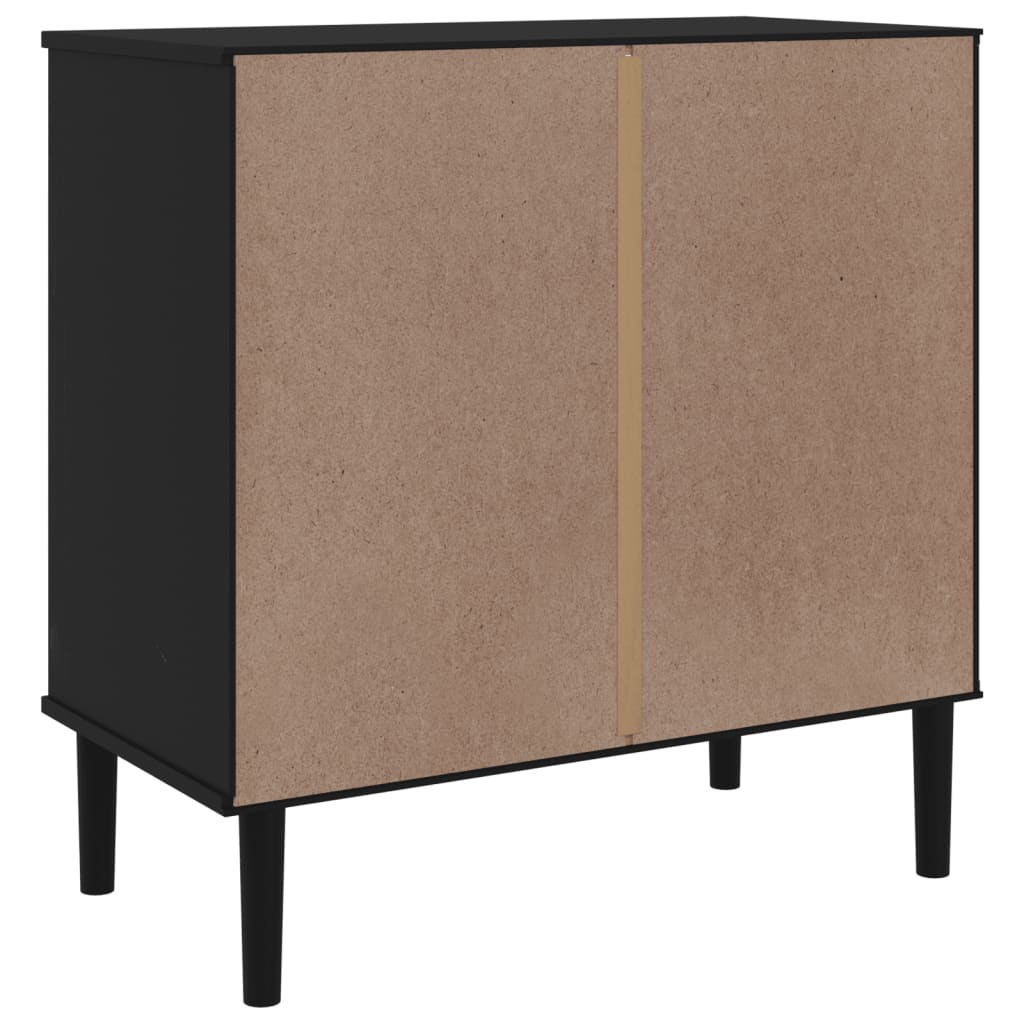 Credenza SENJA Aspetto Rattan Nero 80x40x80 cm Massello Pino - homemem39