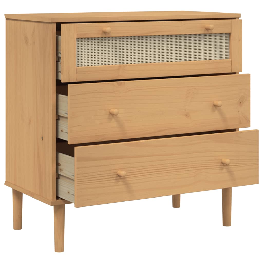 Cassettiera SENJA Aspetto Rattan Marrone 80x40x80 cm Legno Pino - homemem39