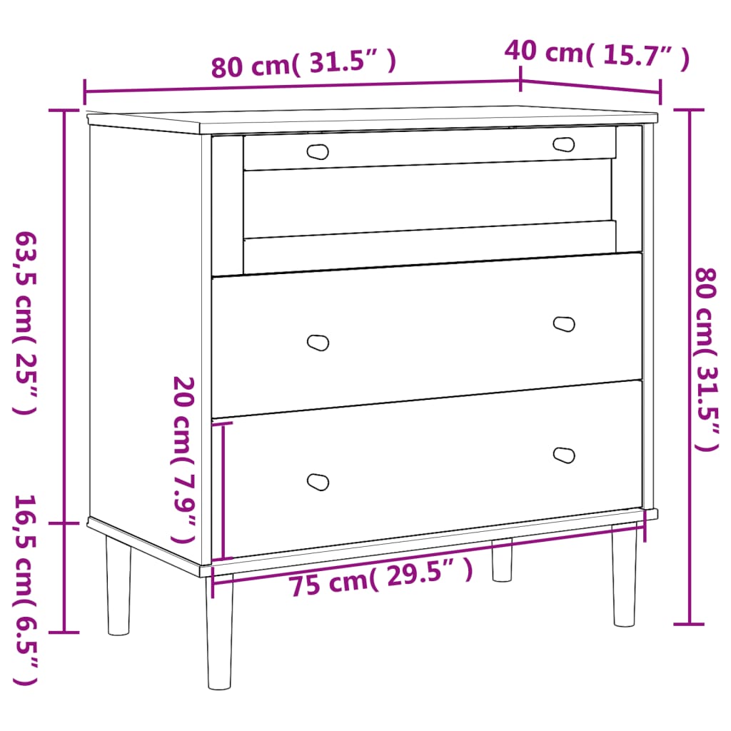 Cassettiera SENJA Aspetto Rattan Marrone 80x40x80 cm Legno Pino - homemem39