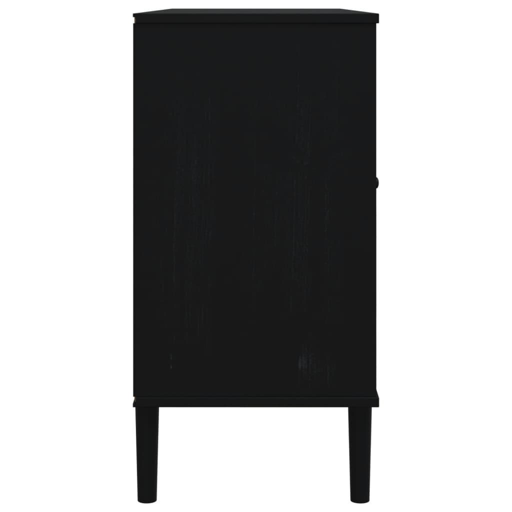 Credenza SENJA Aspetto Rattan Nero 112x40x80 cm Massello Pino - homemem39