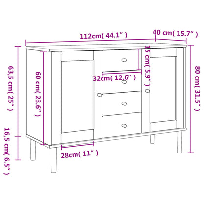 Credenza SENJA Aspetto Rattan Nero 112x40x80 cm Massello Pino - homemem39