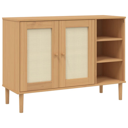 Credenza SENJA Aspetto Rattan 112x40x80 cm Legno Massello Pino - homemem39