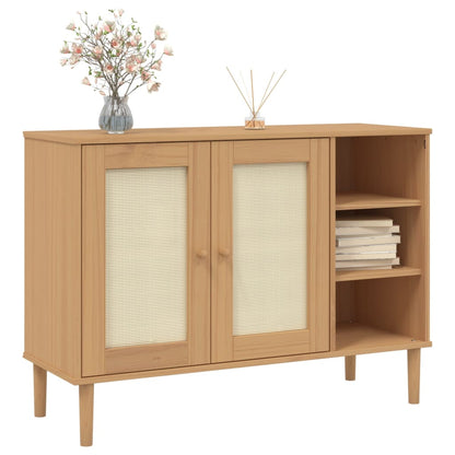 Credenza SENJA Aspetto Rattan 112x40x80 cm Legno Massello Pino - homemem39