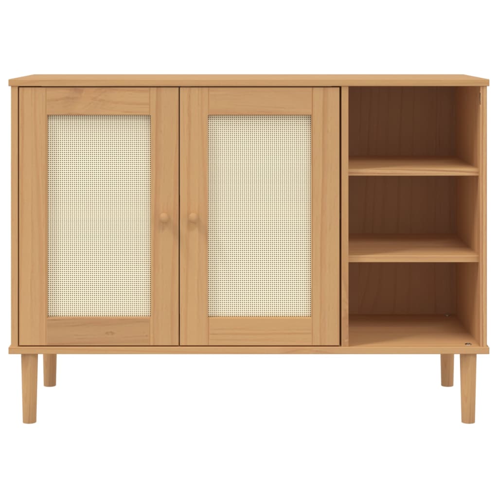 Credenza SENJA Aspetto Rattan 112x40x80 cm Legno Massello Pino - homemem39