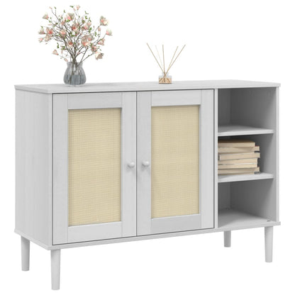 Credenza SENJA Aspetto Rattan Bianco 112x40x80 cm Massello Pino - homemem39