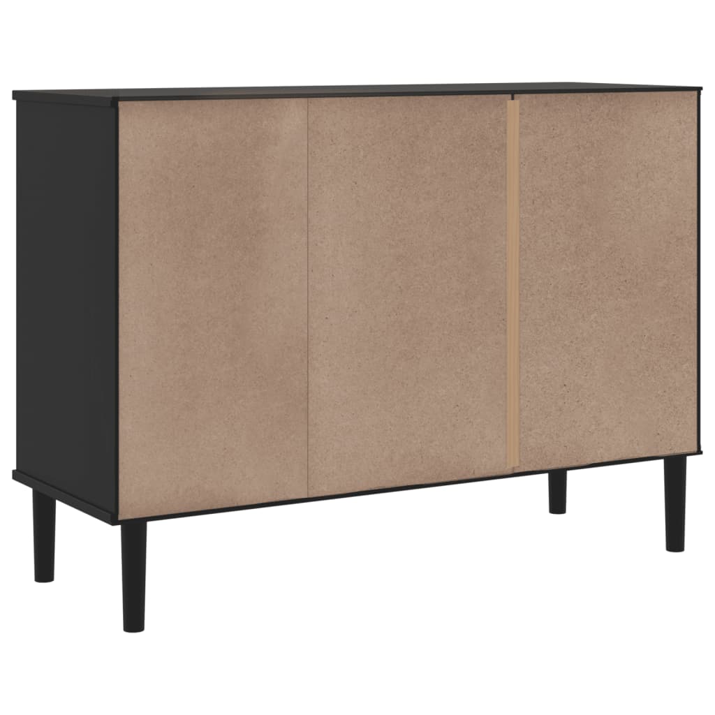 Credenza SENJA Aspetto Rattan Nero 112x40x80 cm Massello Pino - homemem39