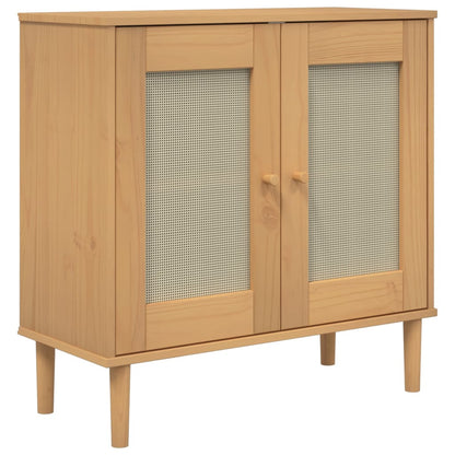 Credenza SENJA Aspetto Rattan Marrone 80x35x80 cm Massello Pino - homemem39