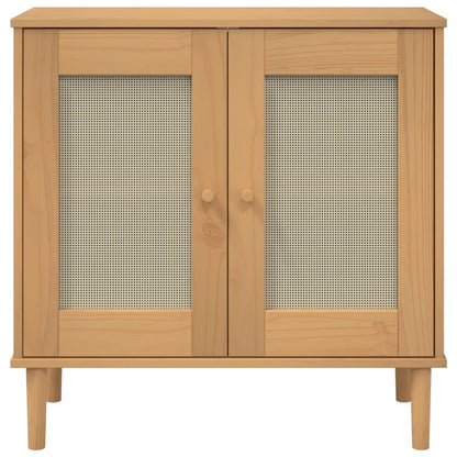 Credenza SENJA Aspetto Rattan Marrone 80x35x80 cm Massello Pino - homemem39