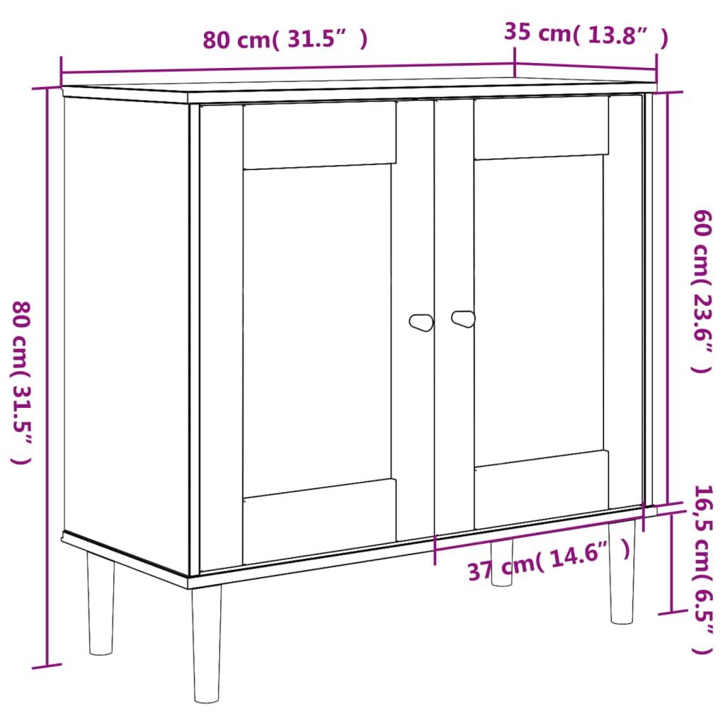 Credenza SENJA Aspetto Rattan Marrone 80x35x80 cm Massello Pino - homemem39