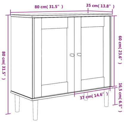 Credenza SENJA Aspetto Rattan Marrone 80x35x80 cm Massello Pino - homemem39