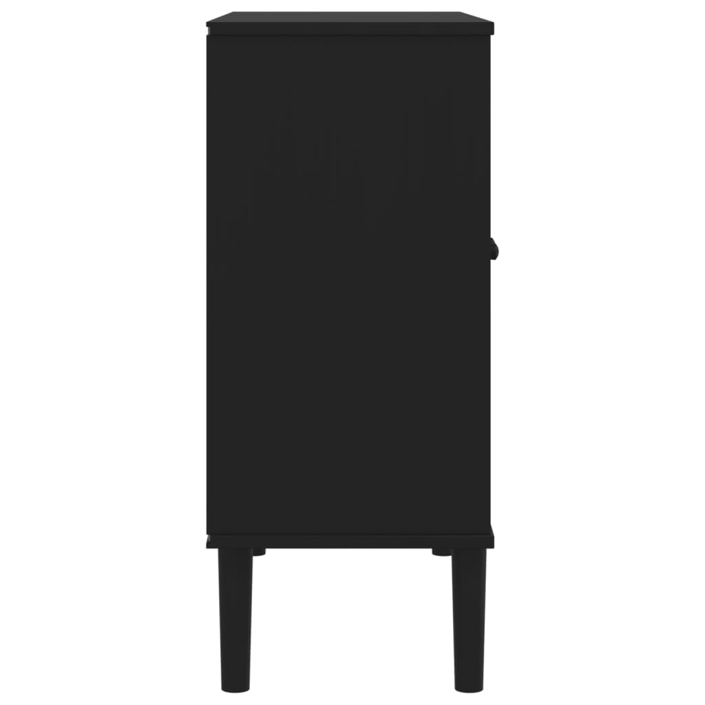 Credenza SENJA Aspetto Rattan Nero 80x35x80 cm Massello Pino - homemem39