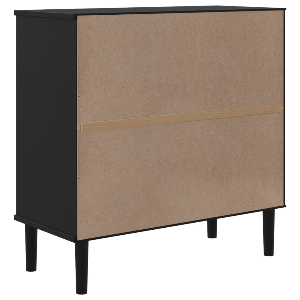 Credenza SENJA Aspetto Rattan Nero 80x35x80 cm Massello Pino - homemem39