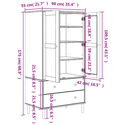 Armadio SENJA Aspetto Rattan Marrone 90x55x175 cm Massello Pino - homemem39