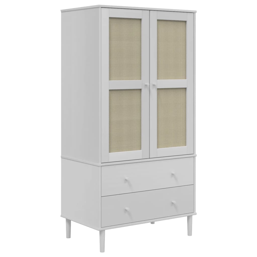 Armadio SENJA Aspetto Rattan Bianco 90x55x175 cm Massello Pino - homemem39