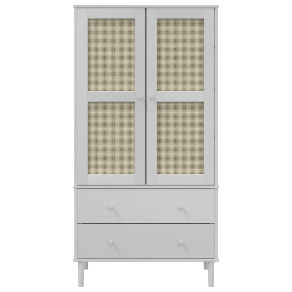 Armadio SENJA Aspetto Rattan Bianco 90x55x175 cm Massello Pino - homemem39