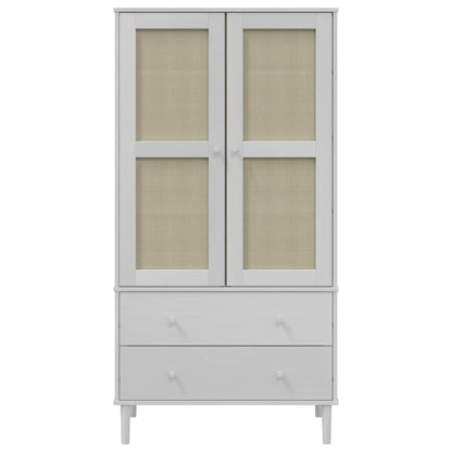 Armadio SENJA Aspetto Rattan Bianco 90x55x175 cm Massello Pino - homemem39