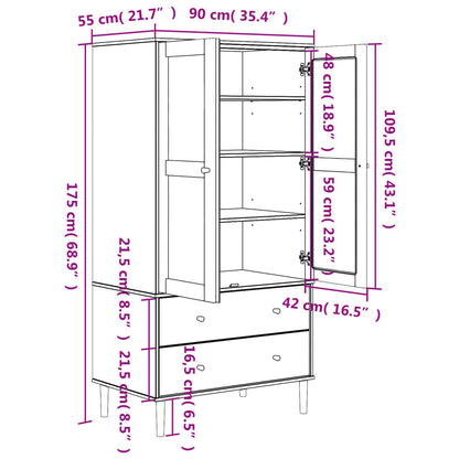 Armadio SENJA Aspetto Rattan Bianco 90x55x175 cm Massello Pino - homemem39