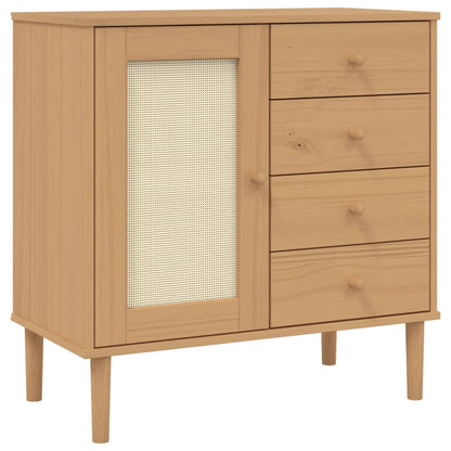 Credenza SENJA Aspetto Rattan Marrone 80x40x80 cm Massello Pino - homemem39