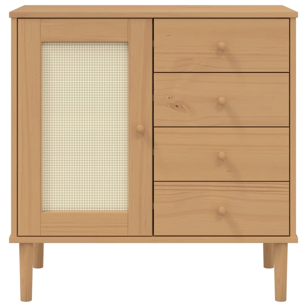 Credenza SENJA Aspetto Rattan Marrone 80x40x80 cm Massello Pino - homemem39