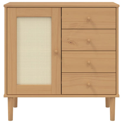 Credenza SENJA Aspetto Rattan Marrone 80x40x80 cm Massello Pino - homemem39