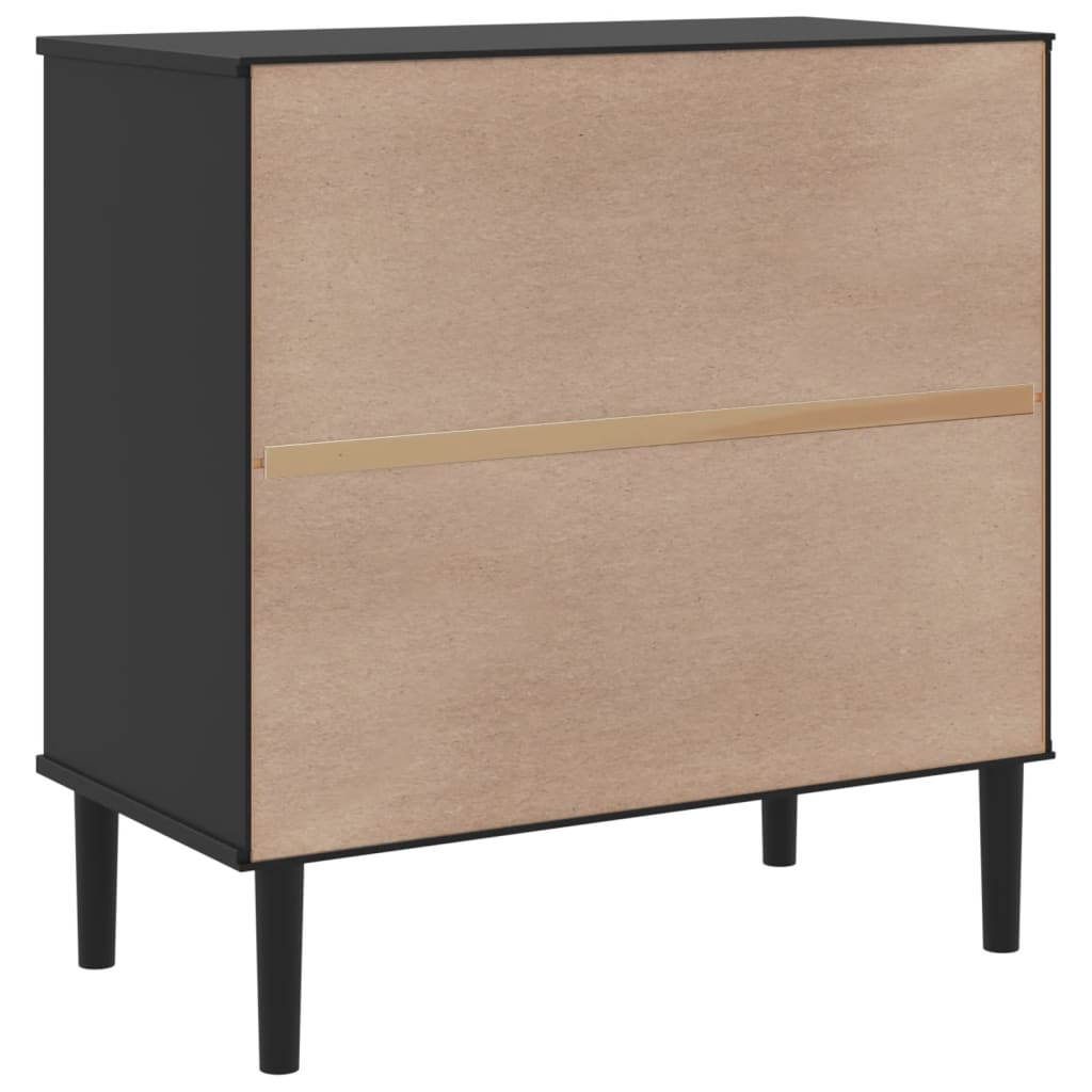 Credenza SENJA Aspetto Rattan Nero 80x40x80 cm Massello Pino - homemem39