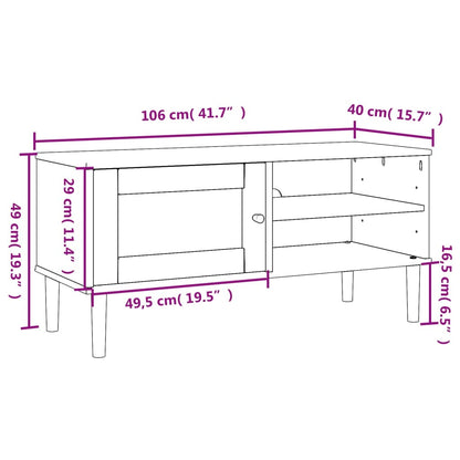 Mobile TV SENJA Aspetto Rattan Bianco 106x40x49 Massello Pino - homemem39