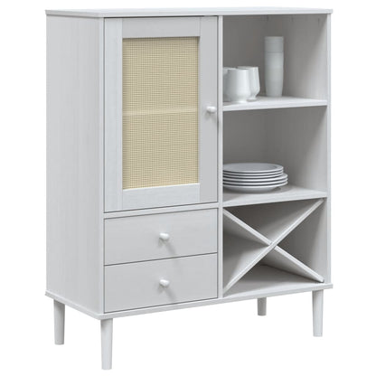 Credenza SENJA Aspetto Rattan Bianco 90x40x112cm Massello Pino - homemem39