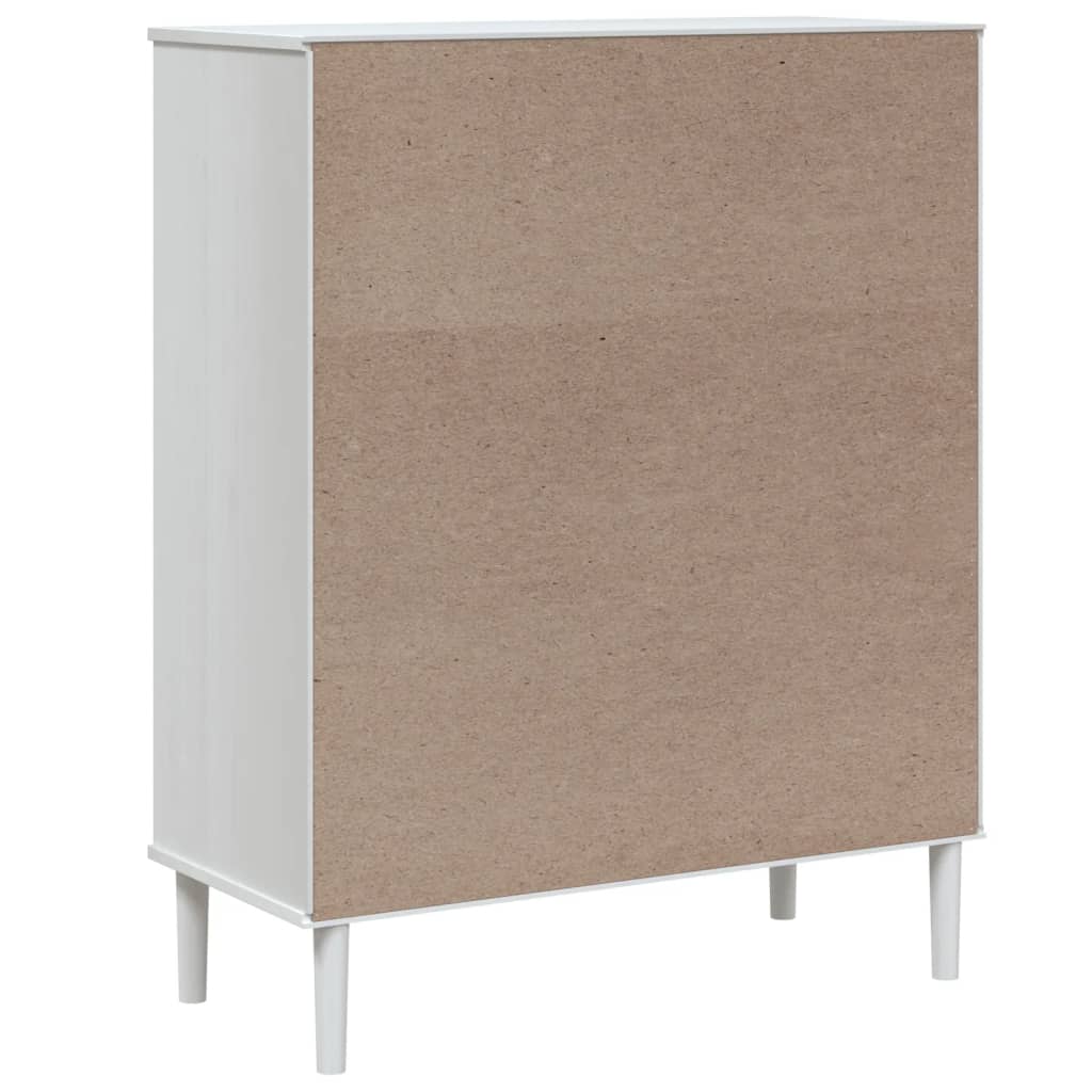 Credenza SENJA Aspetto Rattan Bianco 90x40x112cm Massello Pino - homemem39