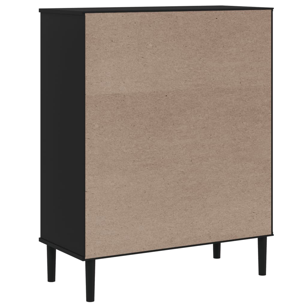 Credenza SENJA Aspetto Rattan Nero 90x40x112 cm Massello Pino - homemem39