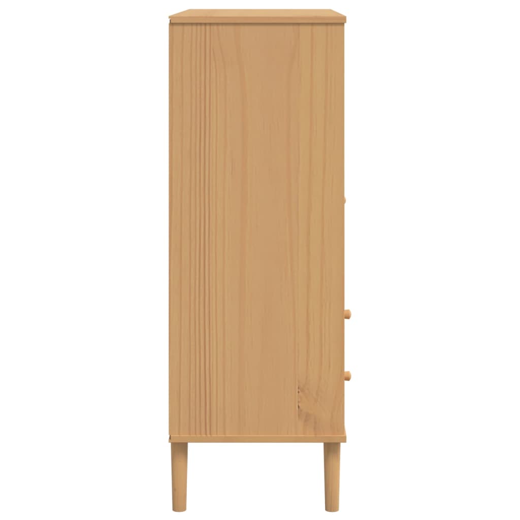 Credenza SENJA Aspetto Rattan Marrone 90x40x112cm Massello Pino - homemem39