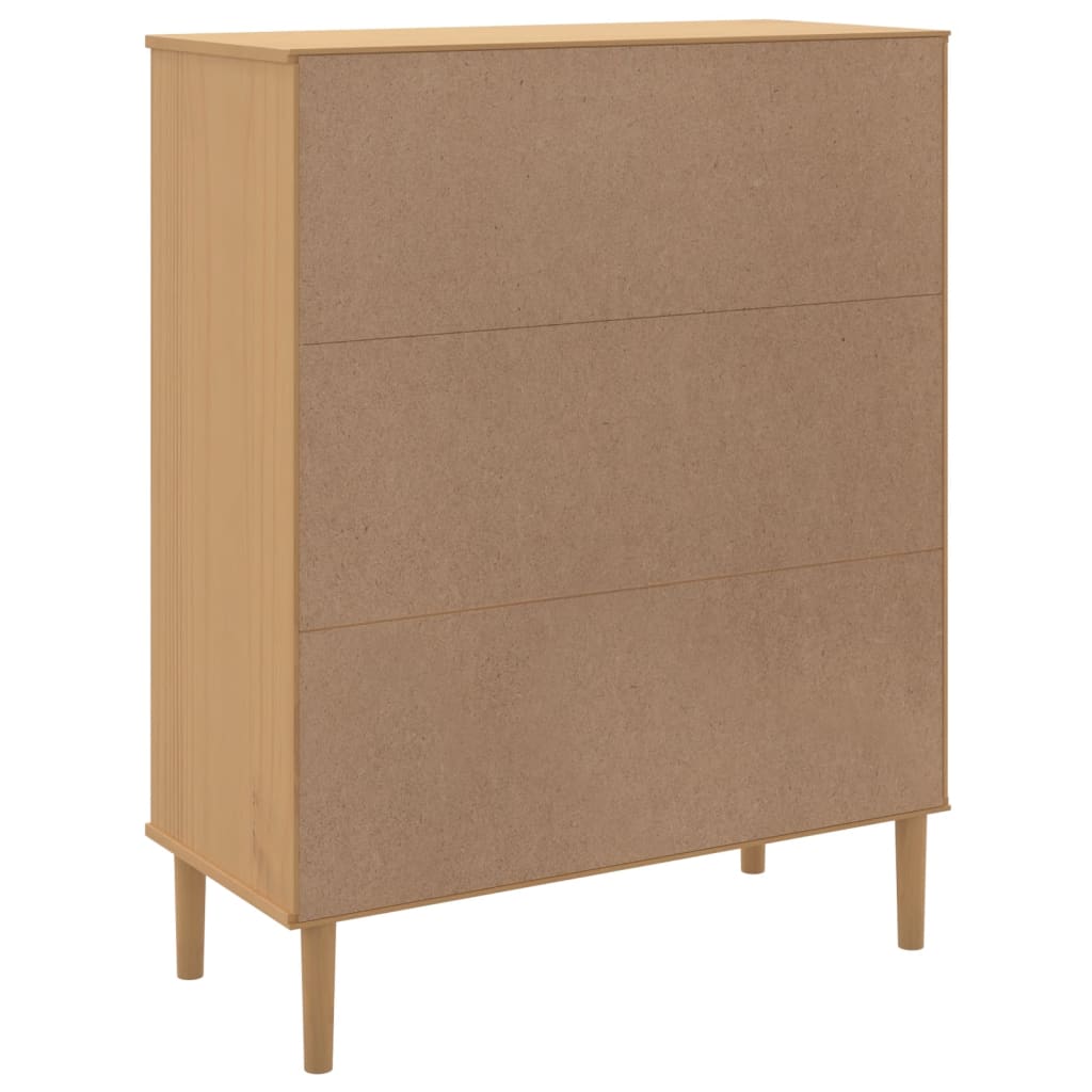 Credenza SENJA Aspetto Rattan Marrone 90x40x112cm Massello Pino - homemem39