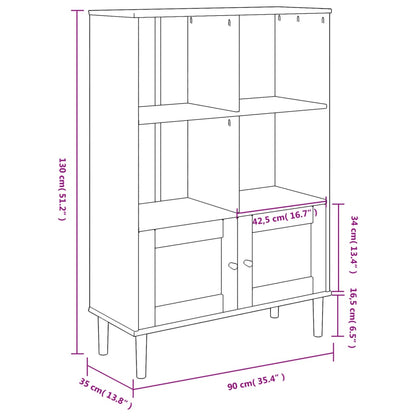 Credenza SENJA Aspetto Rattan Bianco 90x35x130 cm Massello Pino - homemem39