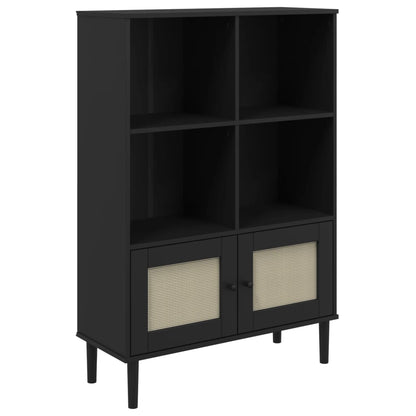 Credenza SENJA Aspetto Rattan Nero 90x35x130 cm Legno Pino - homemem39