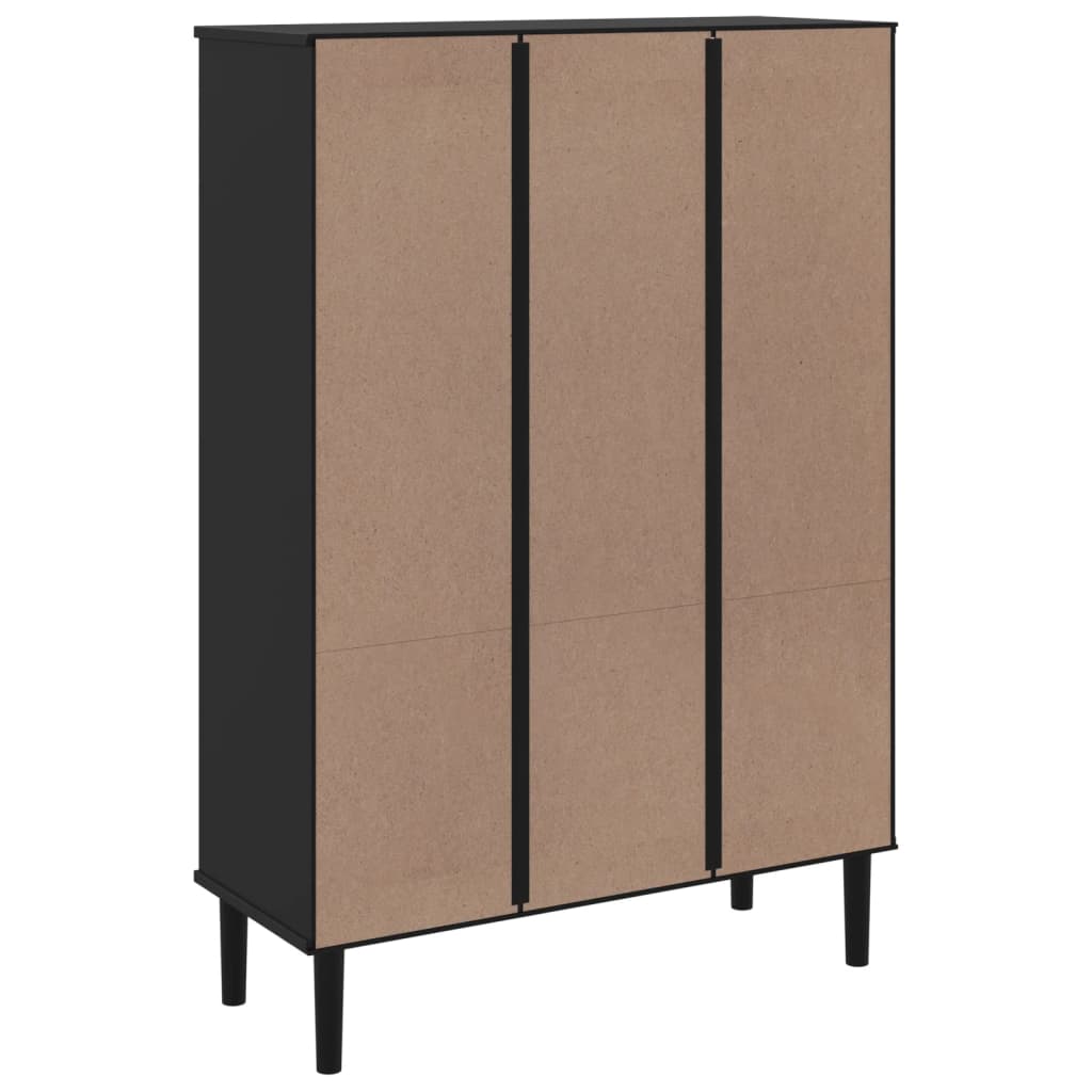 Credenza SENJA Aspetto Rattan Nero 90x35x130 cm Legno Pino - homemem39