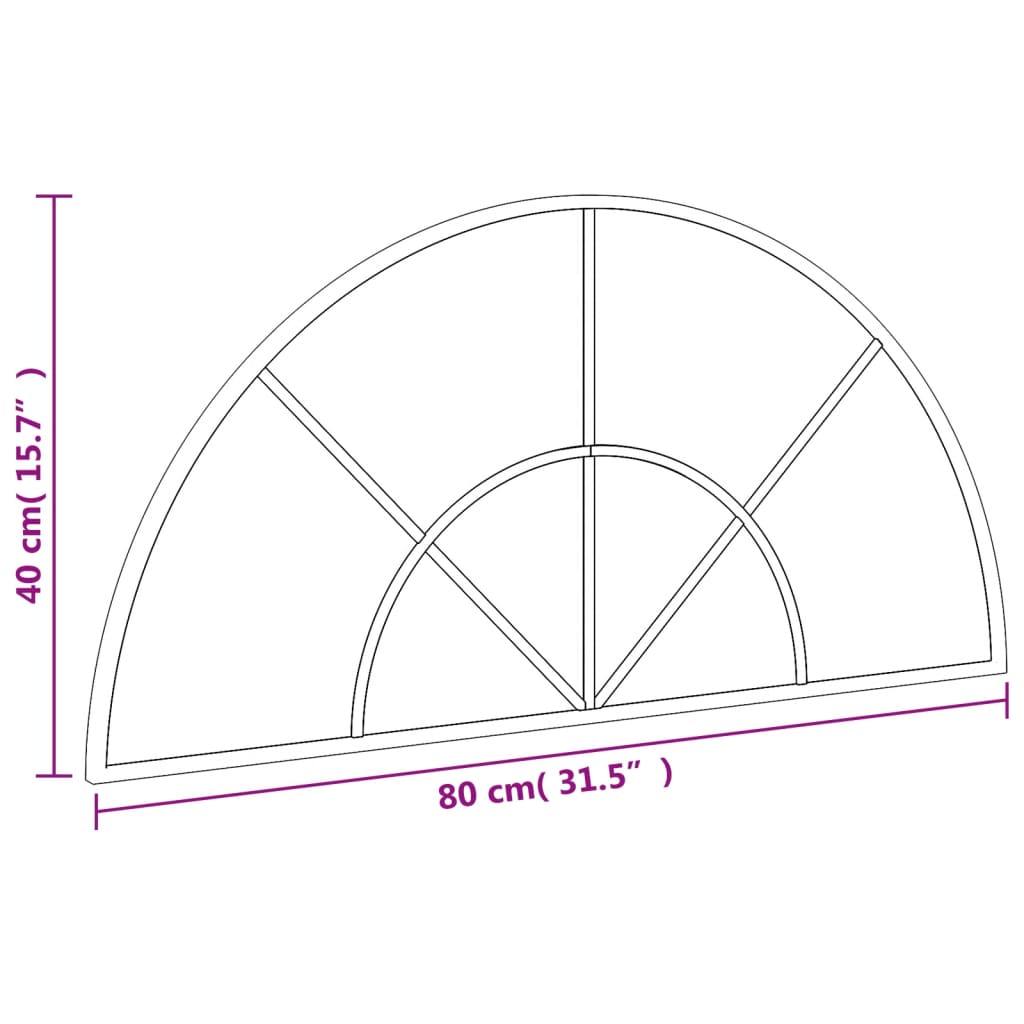 Specchio da Parete Nero 80x40 cm Arco in Ferro - homemem39