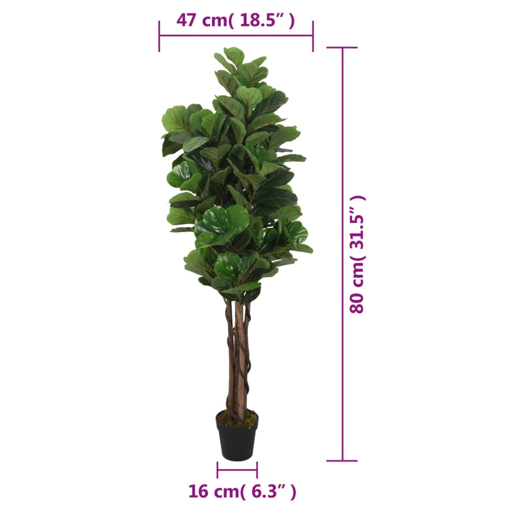 Albero Ficus Lyrata 96 Foglie 80 cm Verde - homemem39