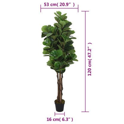 Albero Ficus Lyrata 134 Foglie 120 cm Verde - homemem39