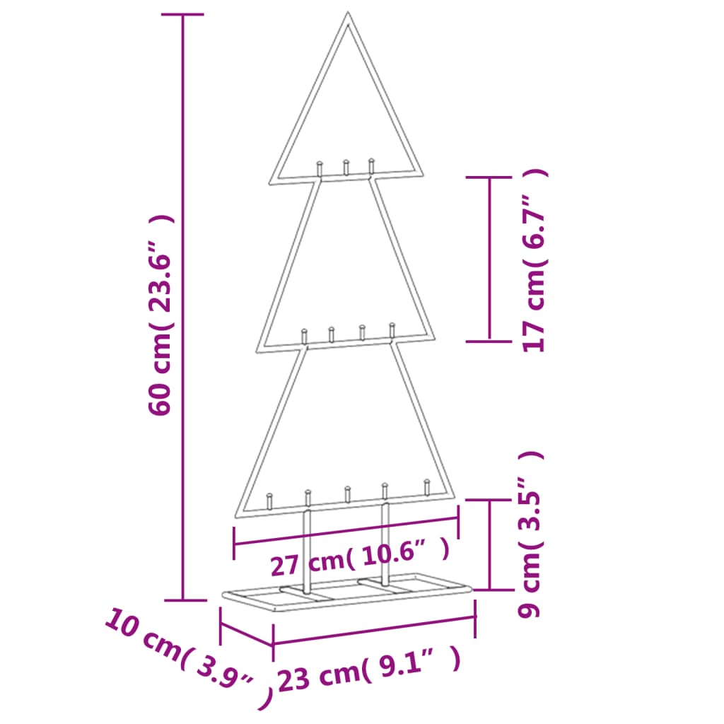 Albero di Natale Decorativo in Metallo Nero 60 cm - homemem39