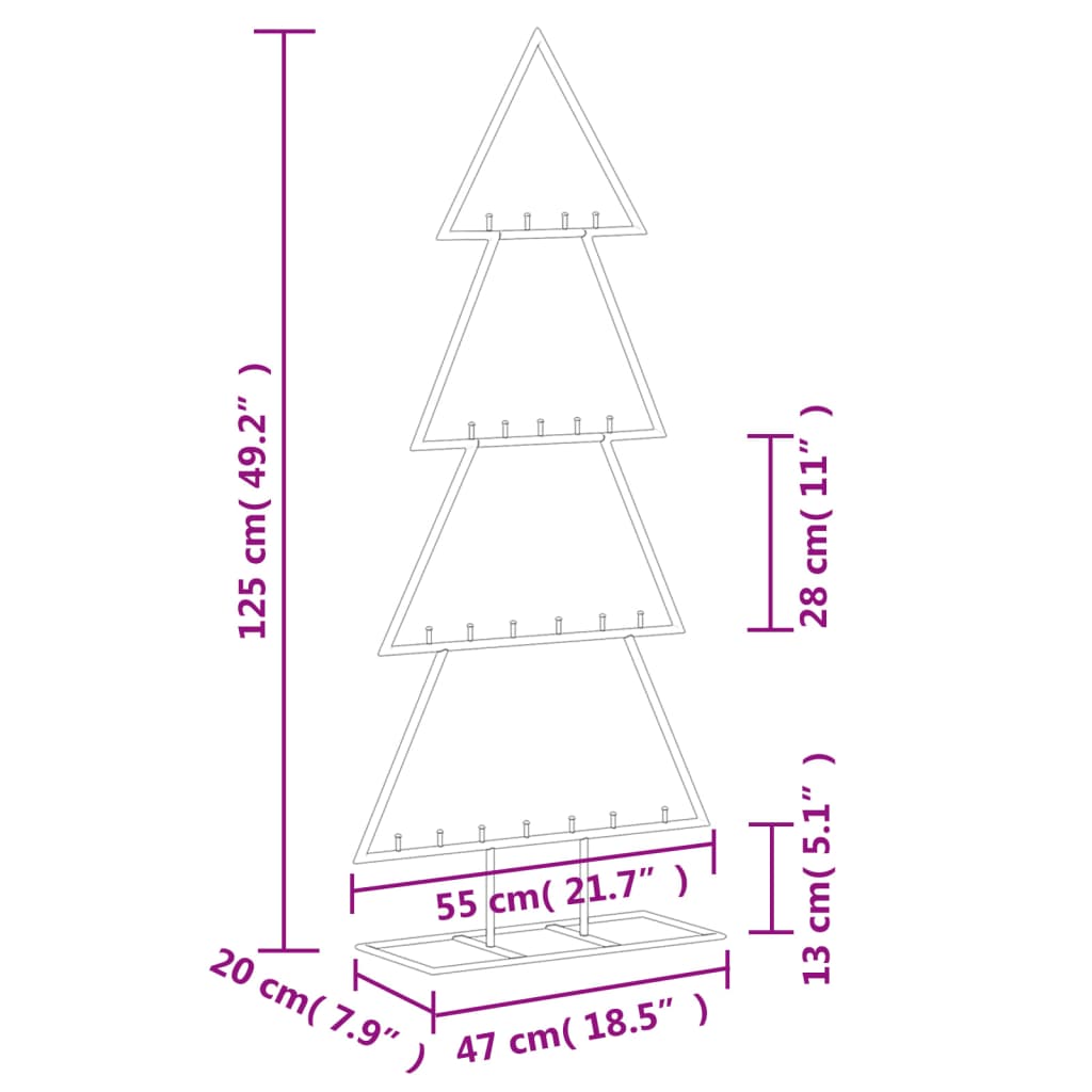 Albero di Natale Decorativo in Metallo Nero 125 cm - homemem39