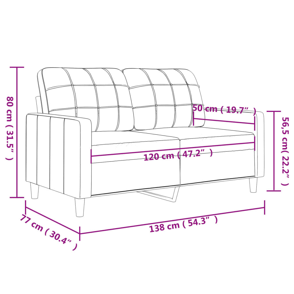 Divano a 2 Posti Grigio Chiaro 120 cm in Tessuto - homemem39