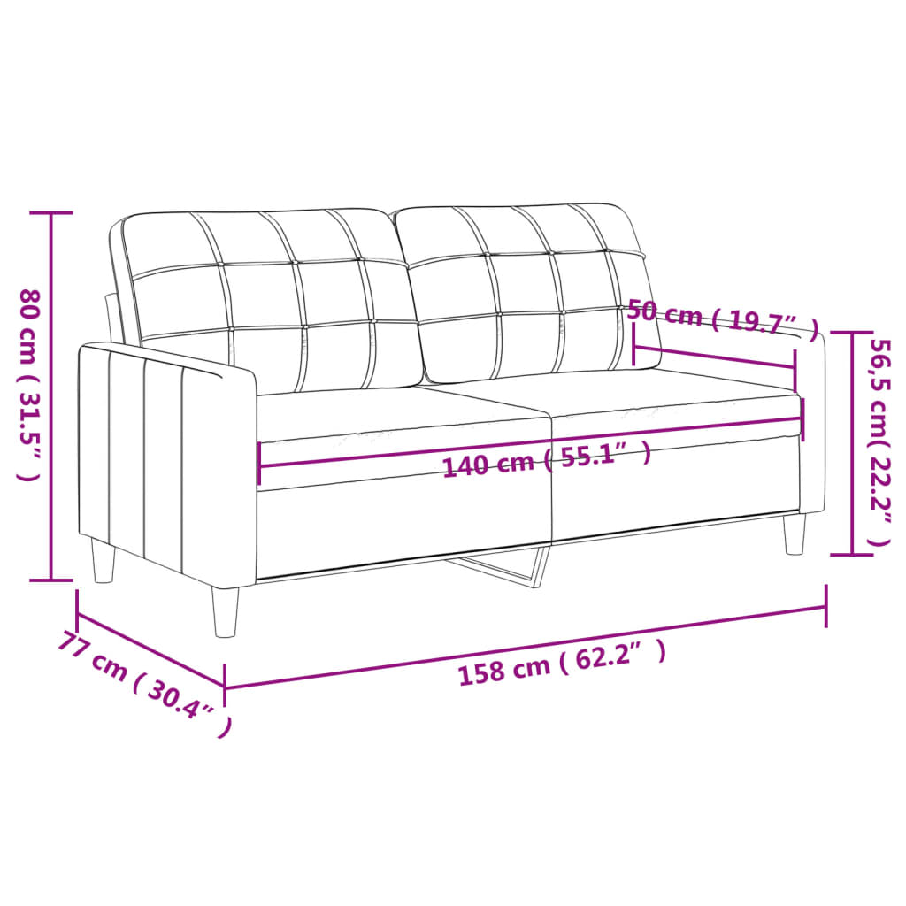 Divano a 2 Posti Nero 140 cm in Similpelle - homemem39