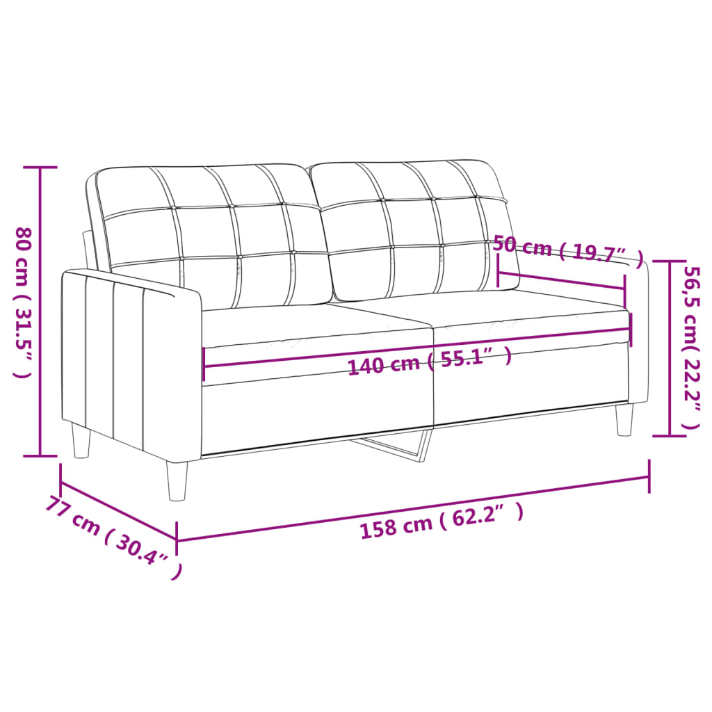 Divano a 2 Posti Crema 140 cm in Similpelle - homemem39