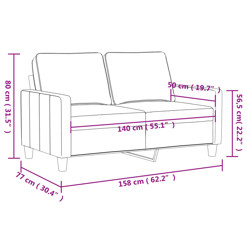 Divano a 2 Posti Nero 140 cm in Similpelle - homemem39